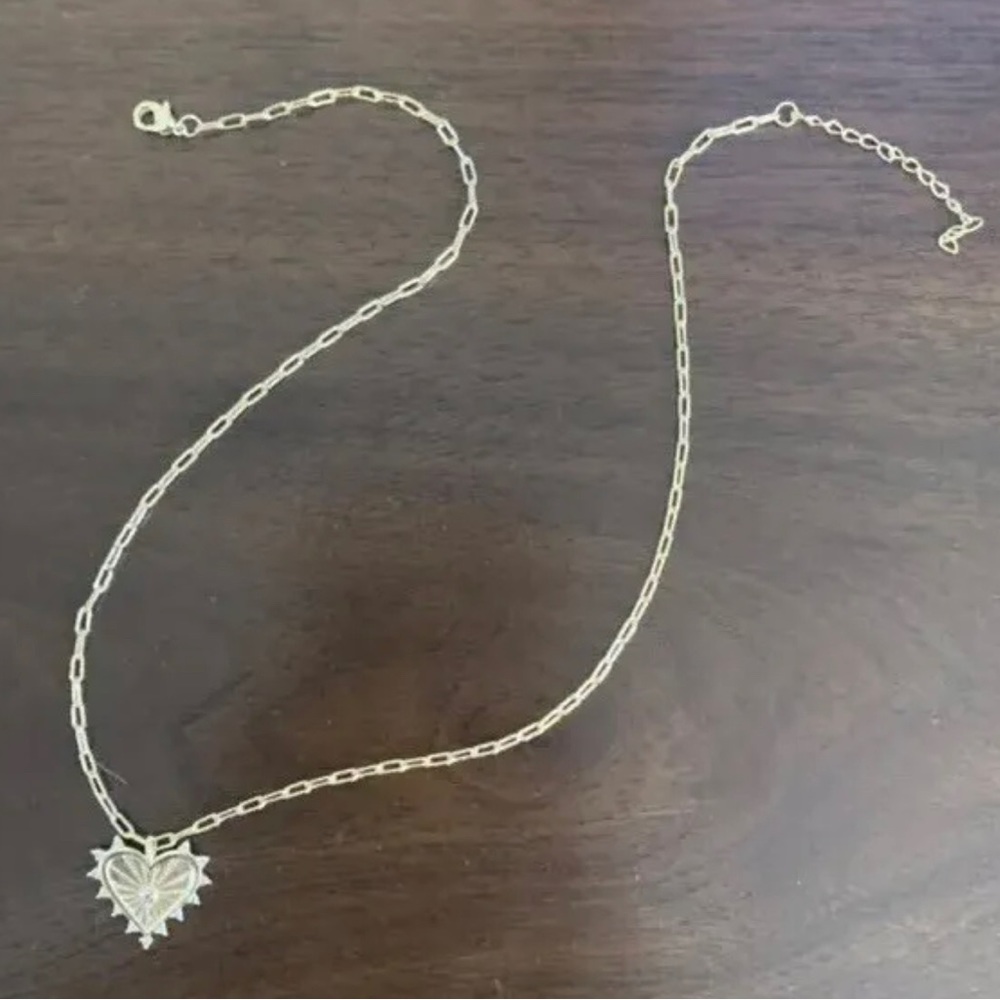 Hespera “Savage” Heart Necklace Yellow Gold Color Paper Clip 18" Chain NEW
